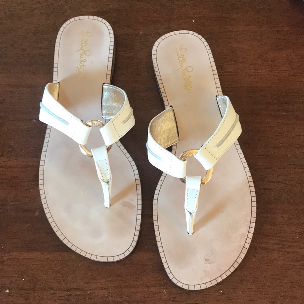 Lily Pulitzer McKim sandal white and gold